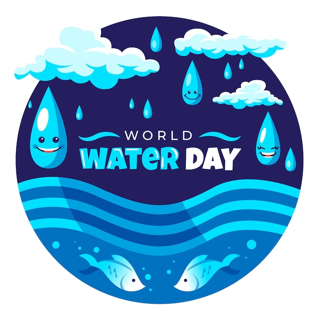 Flat world water day illustration