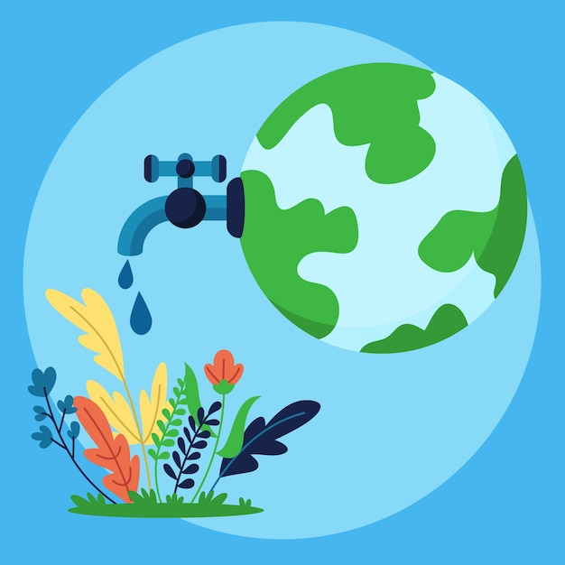 Flat world water day illustration