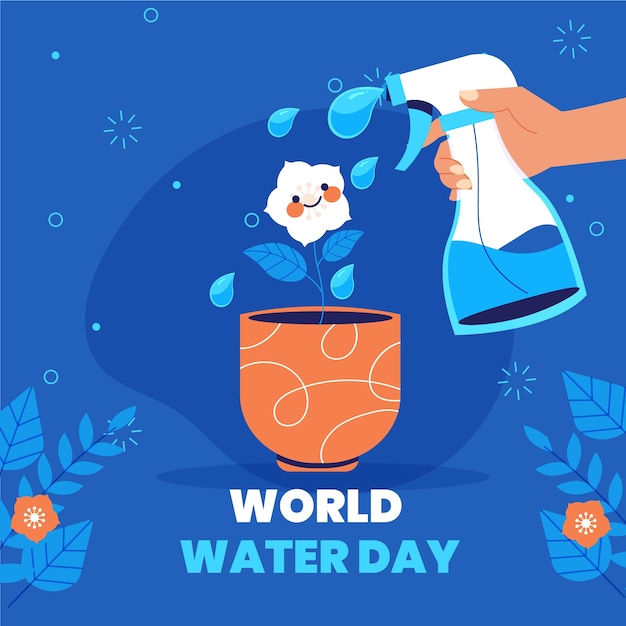 Flat world water day illustration