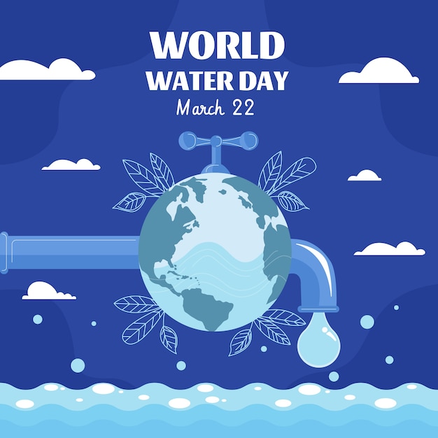 Vector flat world water day illustration