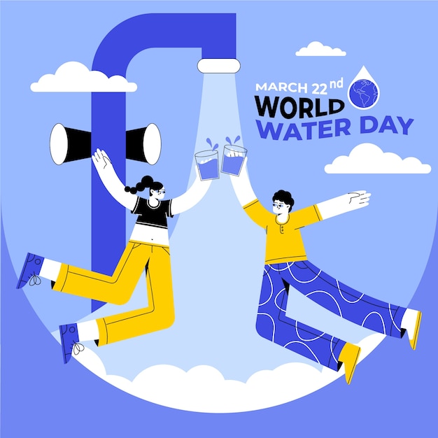 Flat world water day illustration