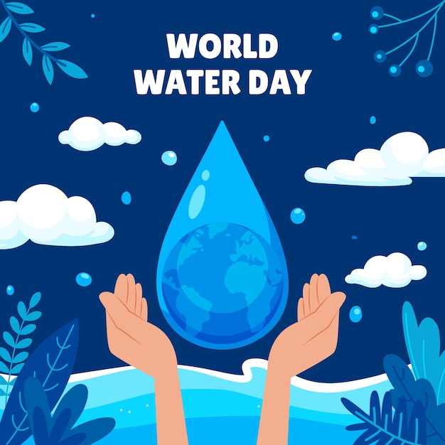 Flat world water day illustration