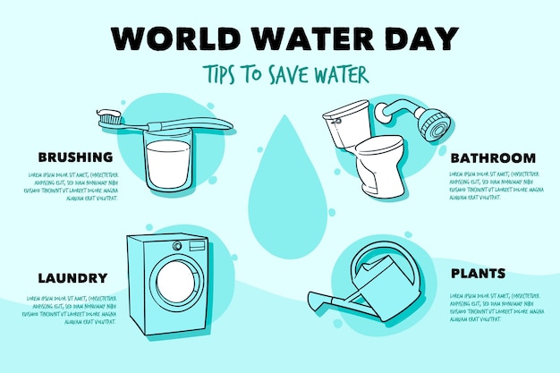 Flat world water day infographic