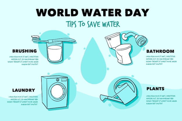 フラットな世界水の日のインフォグラフィック