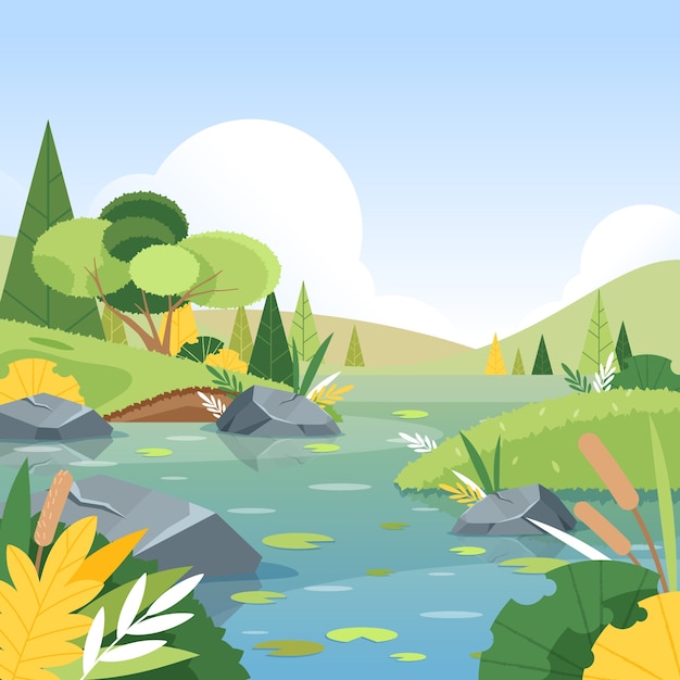 Vector flat world wetlands day illustration