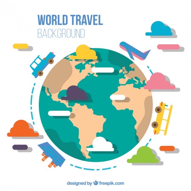 Vector flat world with transport background