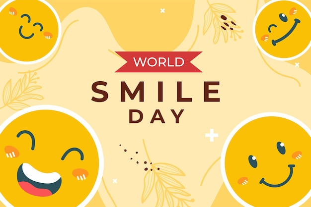 Flat Yellow world smile day illustration vector Illustration