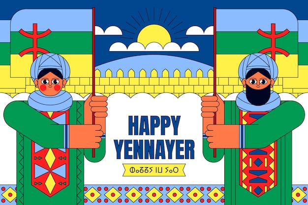 Vector flat yennayer background