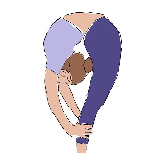 Flat yoga exercise movement illustration design