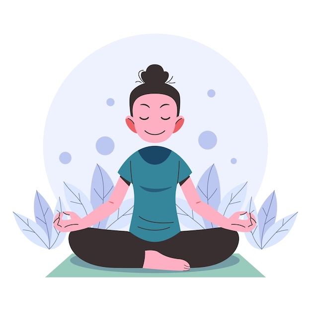 Flat Yoga Pose Illustration