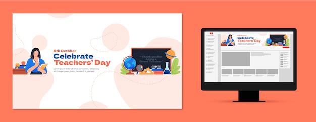 flat youtube channel art for world teacher's day celebration