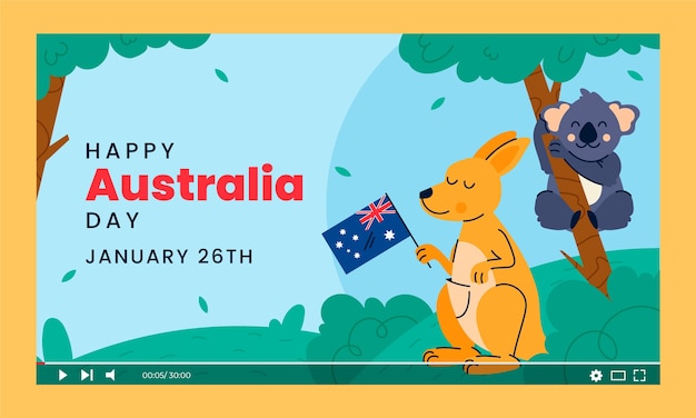 Vector flat youtube thumbnail for australian national day