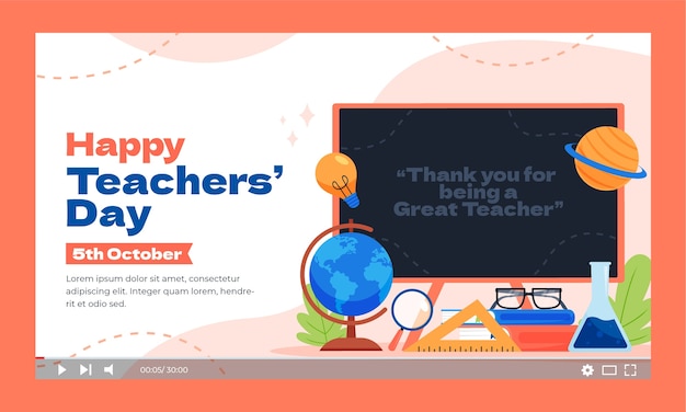 flat youtube thumbnail for world teacher's day celebration
