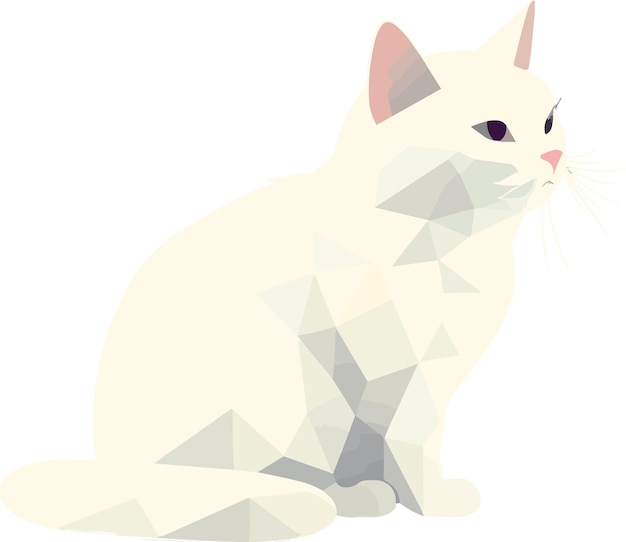 Vector flatart minimal design white cat prowl