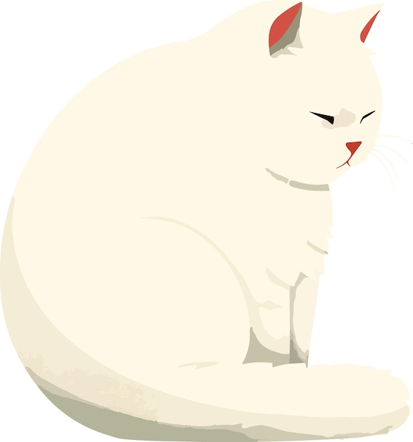 Vector flatart minimal design white cat scratching