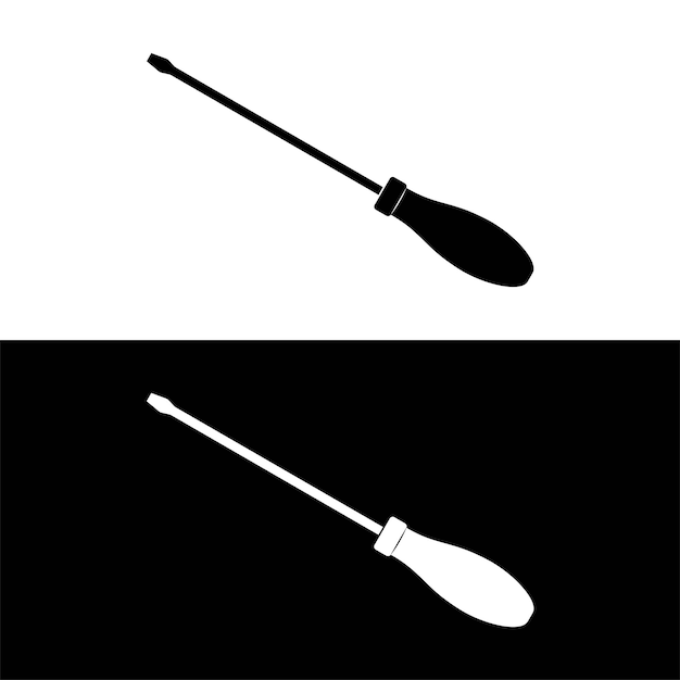 Vector flathead screwdriver silhouette vector work tool icon