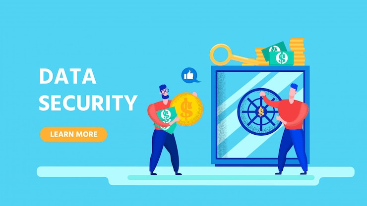 Vector flatlanding page offering data security