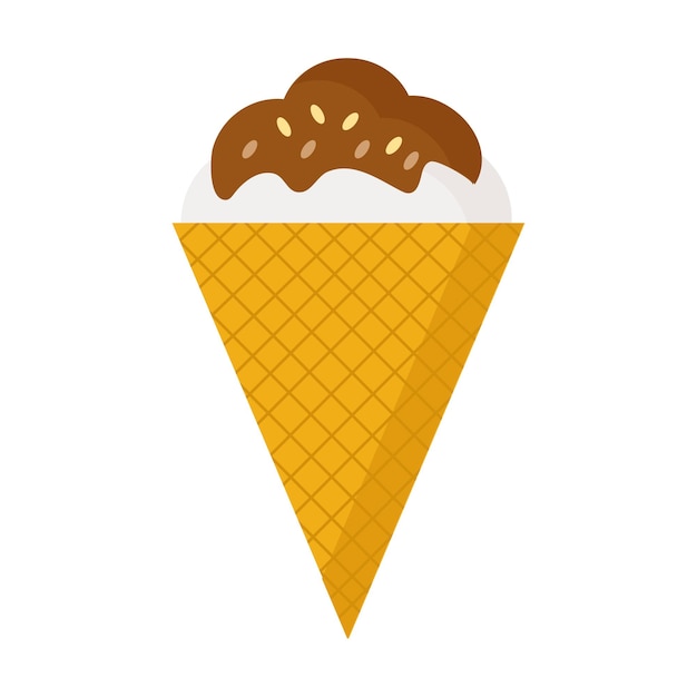 Flatstyle milk chocolate sesame ice cream on a white background