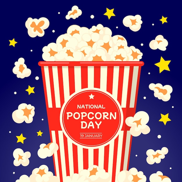 Vector flatte illustratie van de nationale popcorn dag