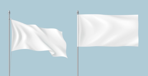 Flattering en gewone mockup vlaggen realistische illustratie set