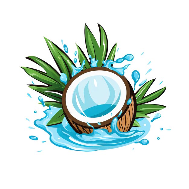 Vector flatvectorlogococonutwatervectorwhitebackground3dvectorwatercoloranimaldrinkfoodfood