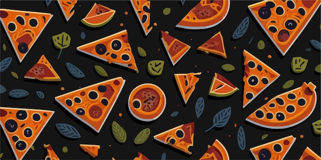 Flavor fusion seamless vector background with savory pizza pattern