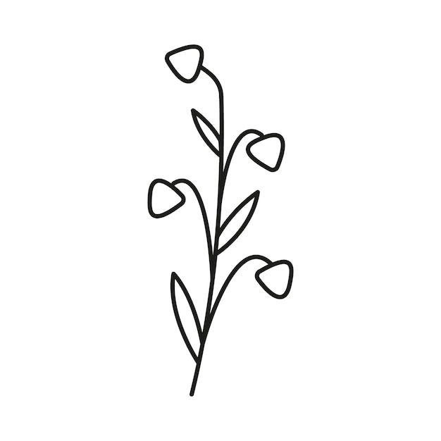 Flax grain plant with kernel groats line art icon. Linear outline plant for cereal products