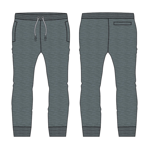 Fleece stof Jogger Joggingbroek technische mode platte schets vector illustratie sjabloon voorzijde, ba