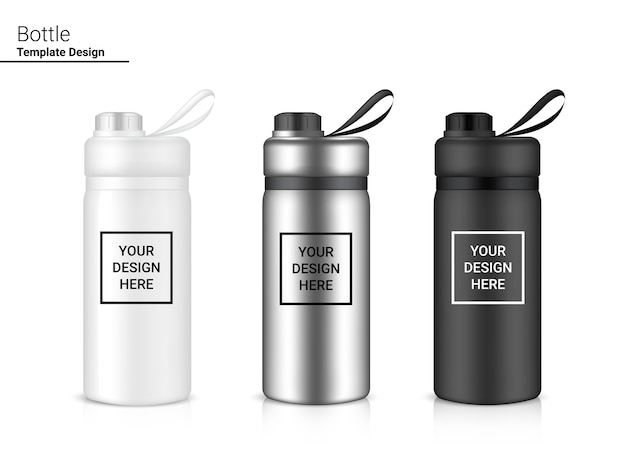Vector fles 3d realistische plastic shaker. conceptontwerp voor fietsen en sport.