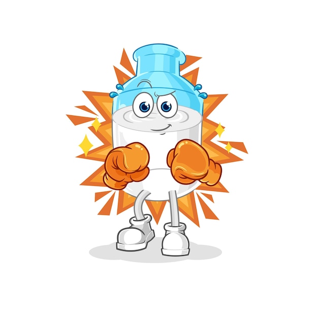 Fles melk bokser karakter cartoon mascotte vector