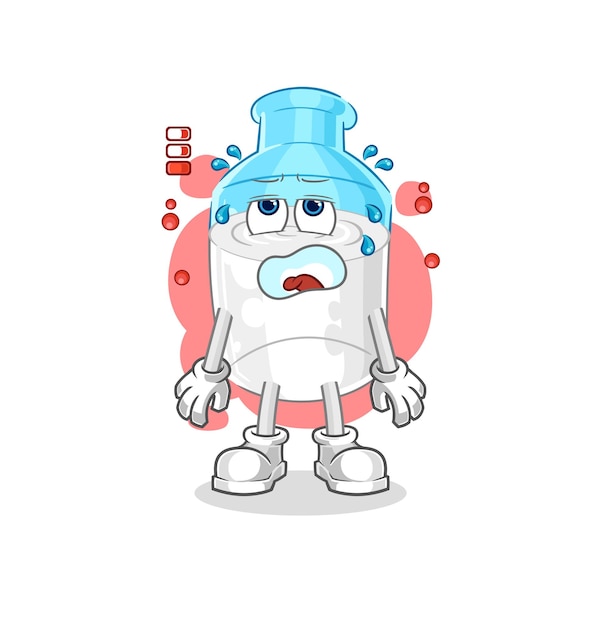 Fles melk lege batterij mascotte cartoon vector