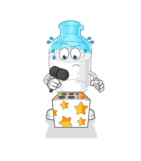 Fles melk speel een mol mascotte cartoon vector