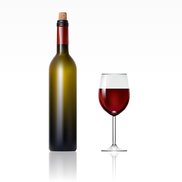 Fles Met Rode Wijn En Glas