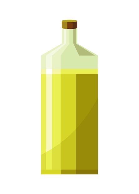 Vector fles plantaardige olie kan met vitamineolie om te koken virgin biologisch gezond vloeibaar product uit zaad geïsoleerd cartoonpictogram met zonnebloemproduct