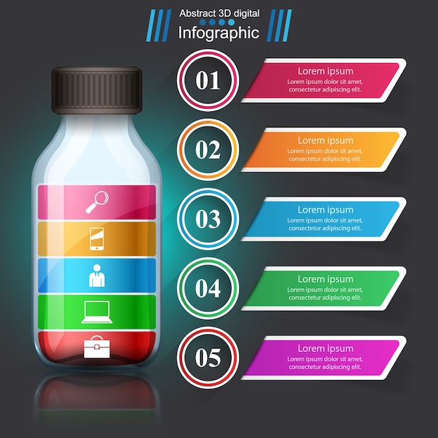 Fles, water infographics.