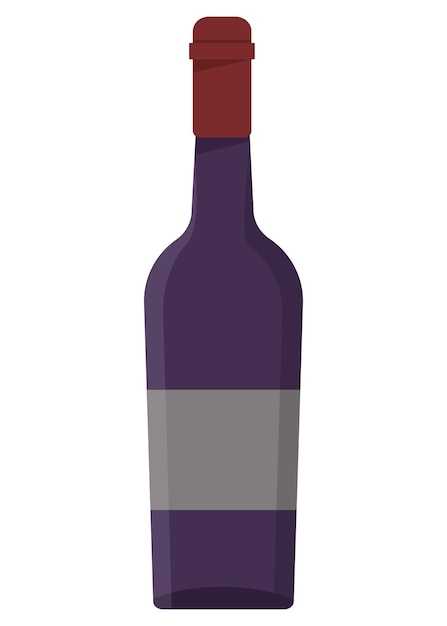 Fles wijn geïsoleerd op een witte achtergrond. platte vectorillustratie.