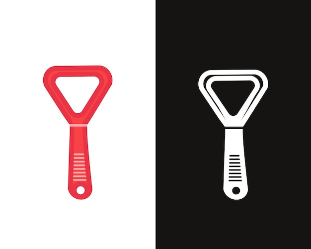 Flesopener Illustratie 2D Style Design Cartoon Clip Art Met Icon Set Van Opener Rood En Zwart