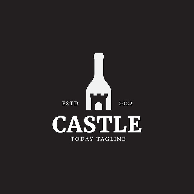 Flessen met kasteel logo ontwerp illustratie symbolen vector