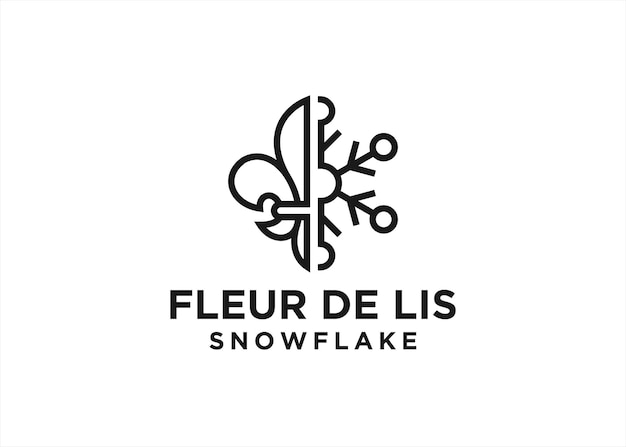 fleur de lis en sneeuwvlokken logo ontwerp vectorillustratie