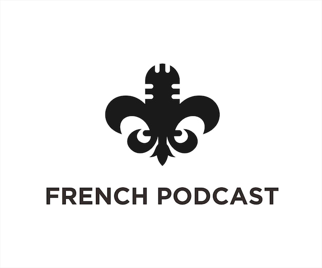 Fleur De Lis Podcast Logo Design Vector Illustration