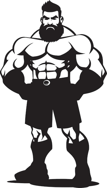 Вектор Флекс мультфильм карикатура черный бодибилдер в векторном логотипе чемпион физика черный логотип икона o