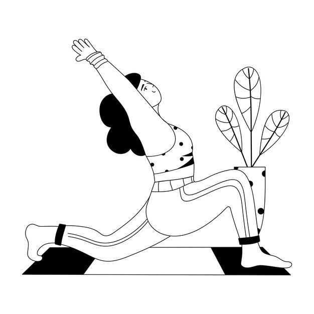 Vettore flexibility yoga glif illustrazione di progettazione