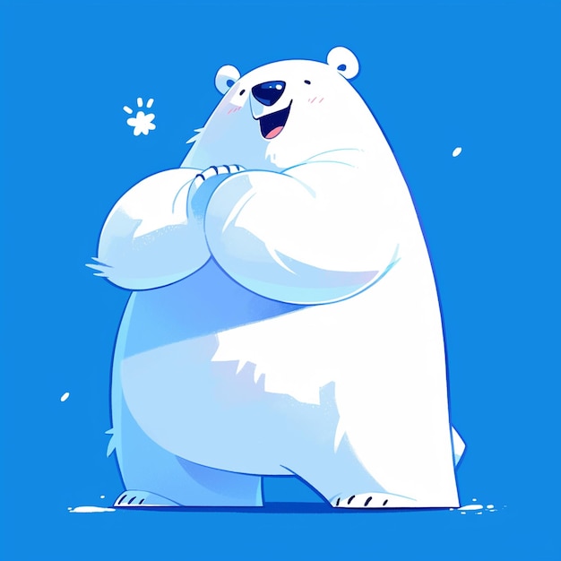 Vector a flexible polar bear teacher cartoon style