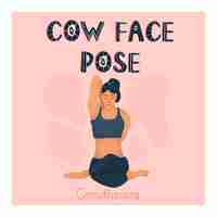 Vector flexible sport girl do cowface yoga pose