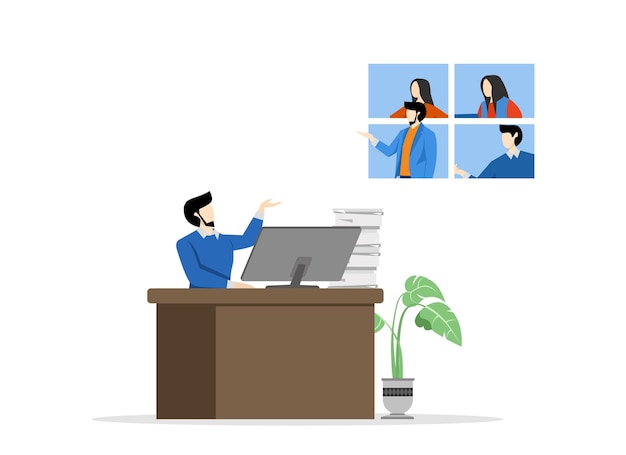 flexible workplace vector illustration workers can work from home or come to the office