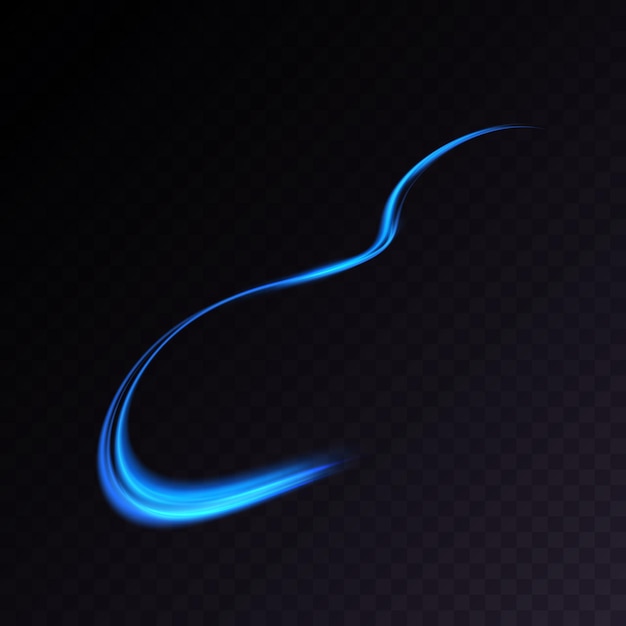 Flickering blue neon light swirl effect. Curve line light effect for web design,