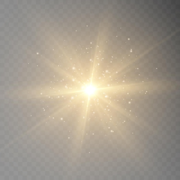 Flickering bright sun on a transparent background the effect of bright sunlight bright light effec