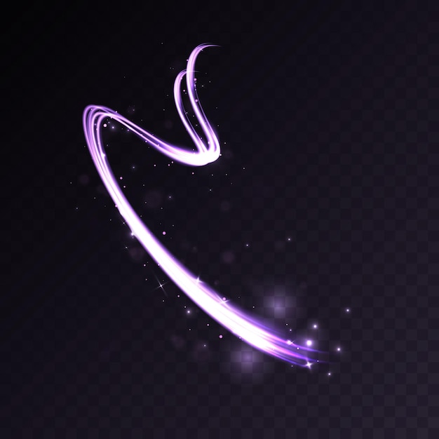 Flickering purple neon light effect. Curve line light effect for web design,