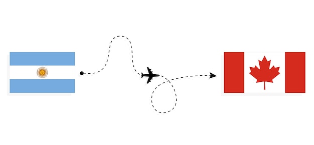 ベクトル 旅客機によるアルゼンチンからカナダへのフライトと旅行 旅行の概念