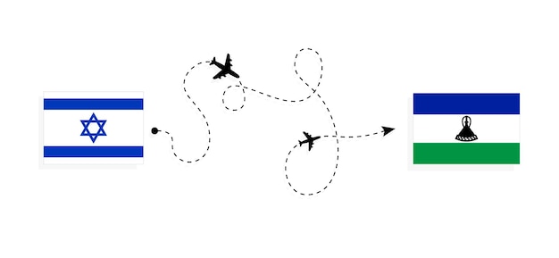 ベクトル イスラエルからレソトへの旅客機による飛行と旅行 旅行コンセプト